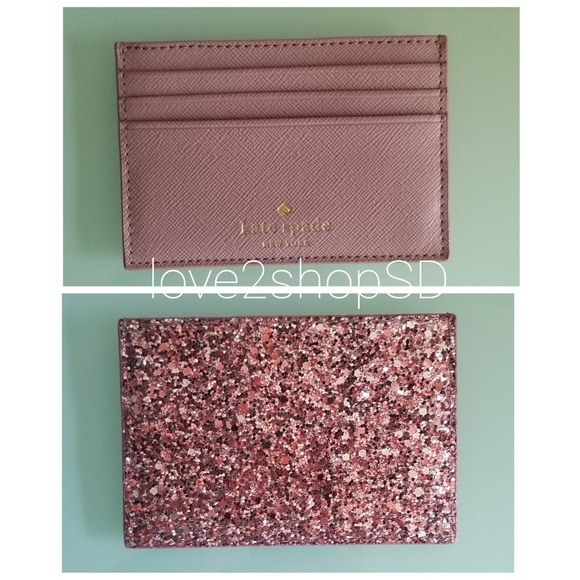 Kate Spade Greta Court Pink Glitter Graham Card Case Holder NWT - Picture 4 of 4